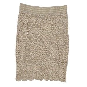 Maurices Skirt Large Pull On Bodycon Crochet BOHO Beige Casual Fitted